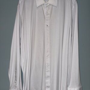 Men’s Butter Cloth White Button Down Long Sleeve Cotton Shirt XL